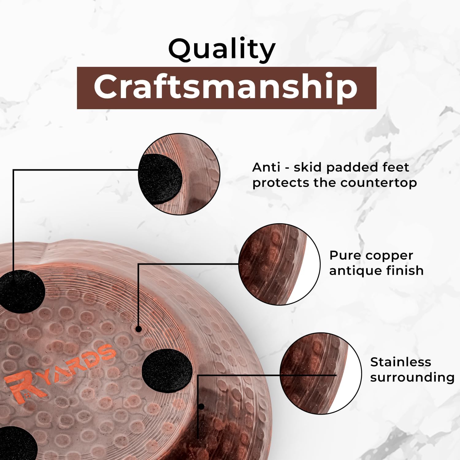 Copper Spoon Rest for Stove Top - Hammered Copper Utensil Holder & Kitchen Accessories - Farmhouse Rustic Utensil Holder for Countertop - Act as Coffee Bean Tray, Jewelry Dish