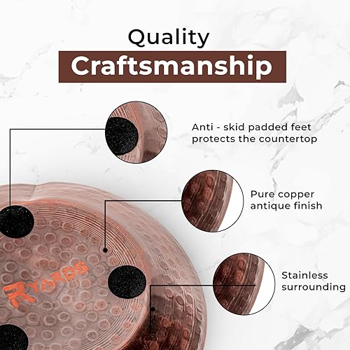 Miniatura 2 de Soporte de cuchara de cobre para estufa, soporte para utensilios de cobre martillado y accesorios de cocina, soporte rústico para utensilios de