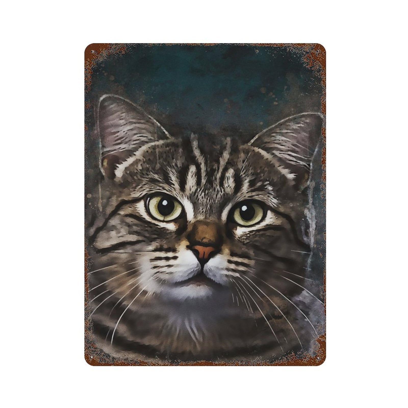Splatter Cat 15.7"x11.8" Aged Metal Wall Plaque, Novelty Wall Decor for Shed, Workshop And Garage Wall Decor
