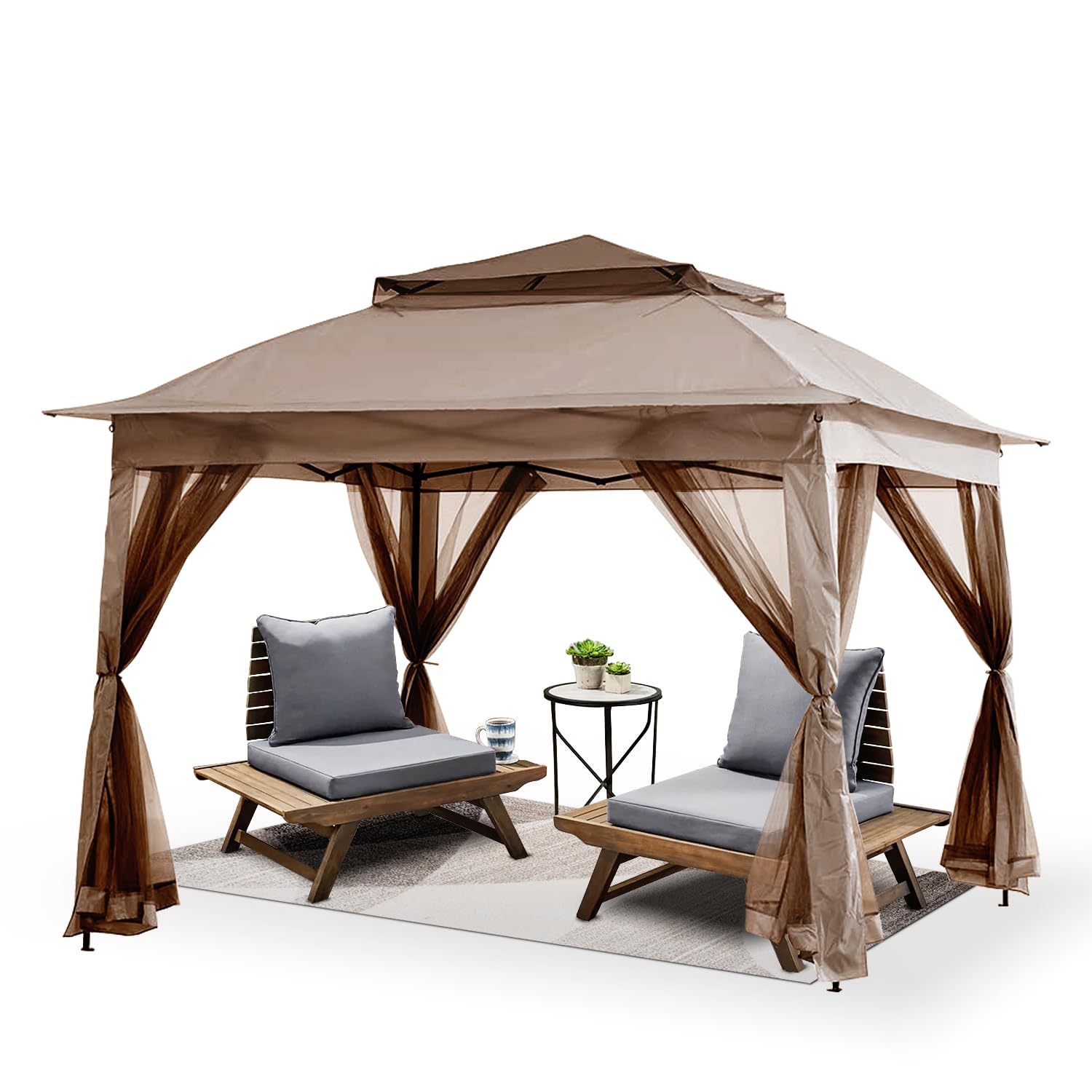 Amazon.com : SAILARY Patio Gazebo Outdoor Pop Up Gazebo with Curtains ...