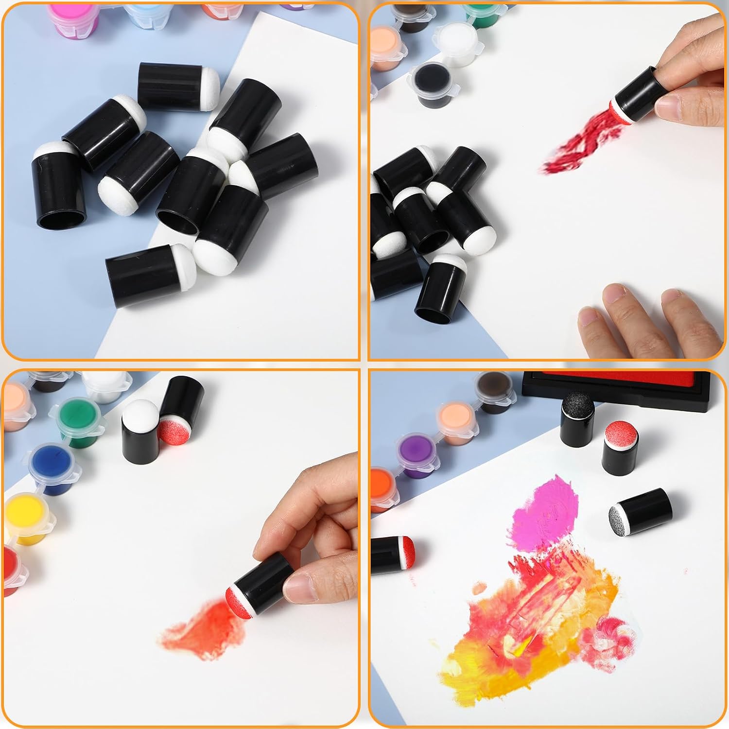 96 Pieces Finger Sponges Daubers Finger Paintings Sponges Craft Drawing Sponge Dauber Set for Painting Art Ink Crafts Chalk Card Making (Black)