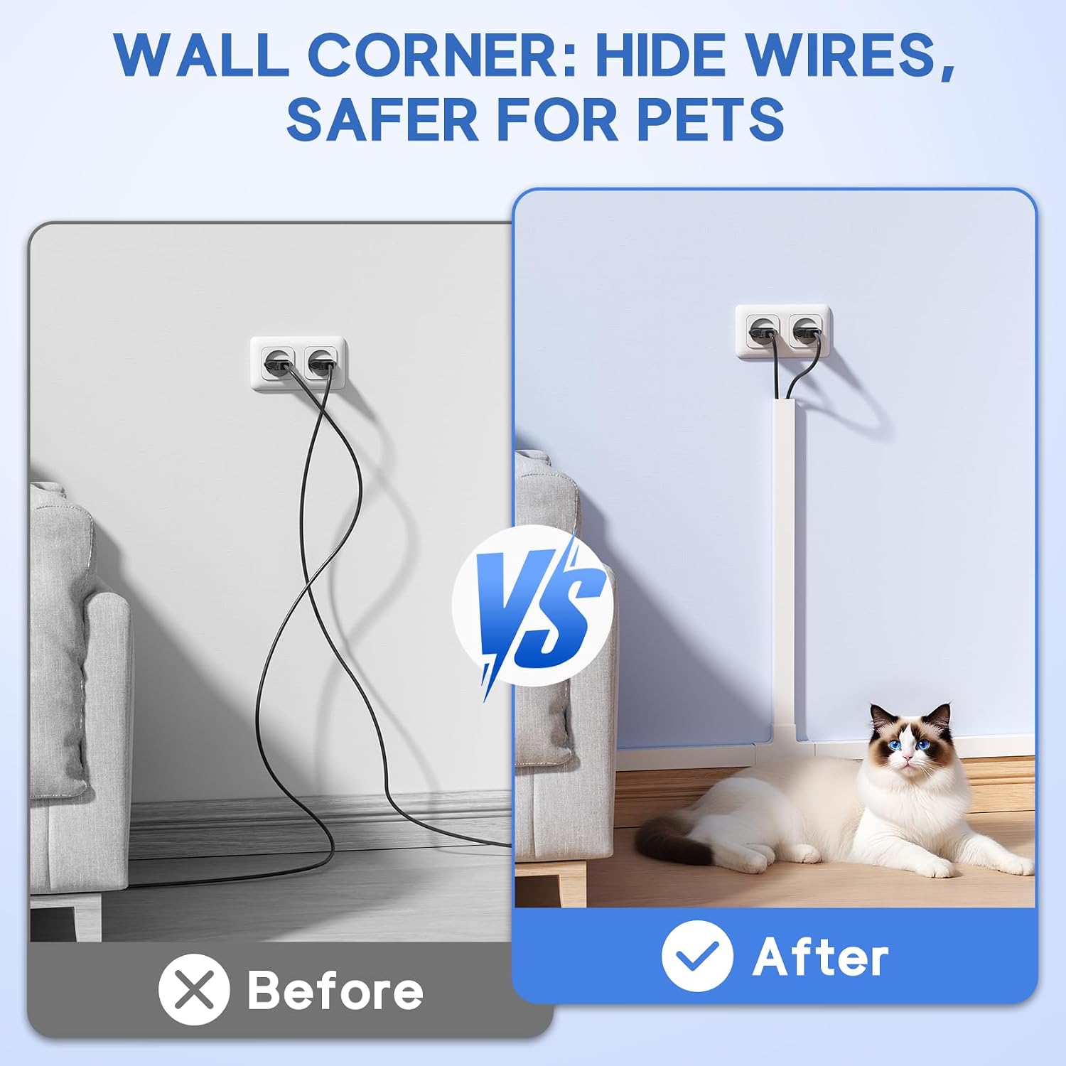 315in Cord Hider Kit, Paintable Cable Raceway, Cord Covers for Wall Mount TV, TV Cable Hider Wall Kit, Wire Management, W 0.96in x H 0.57in, White