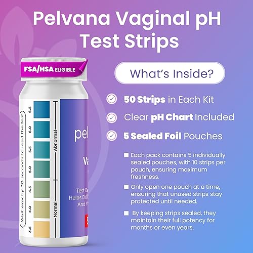 Miniatura 2 de Pelvana Tiras de prueba de pH vaginal para mujeres  50 tiras, kit de prueba de infección por levaduras y BV en casa, probador de pH vaginal para