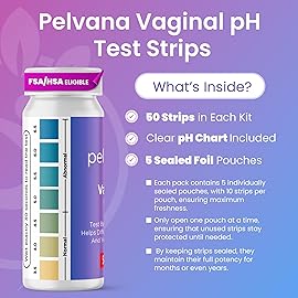 Pelvana Vaginal pH Test Strips for Women - 50 Strips, at-Home BV and Yeast Infection Test Kit, Vaginal pH Tester to Differentiate Between Conditions