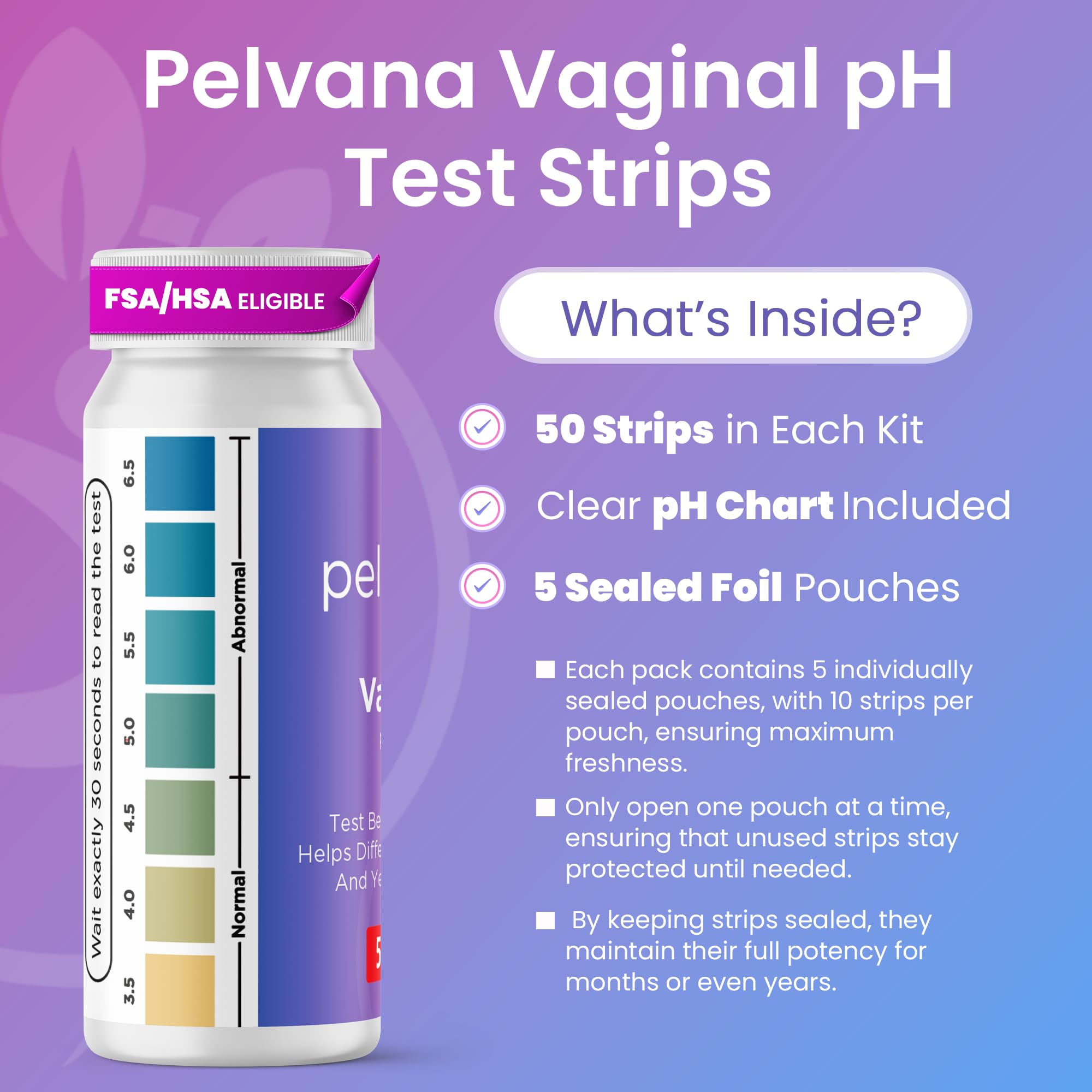 Pelvana Vaginal pH Test for Women (50 Strips) at-Home BV, Yeast Infection & Urinary Tract Infection Test (50 UTI Strips) Accurate 3-Parameter Nitrite, Leukocytes & pH Readings & Easy at-Home Testing