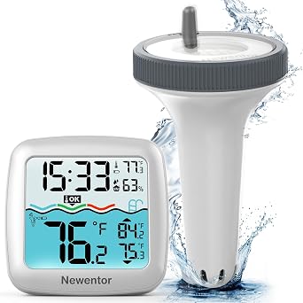 Newentor Pool Thermometer Floating Easy Read - IPX8 Wireless