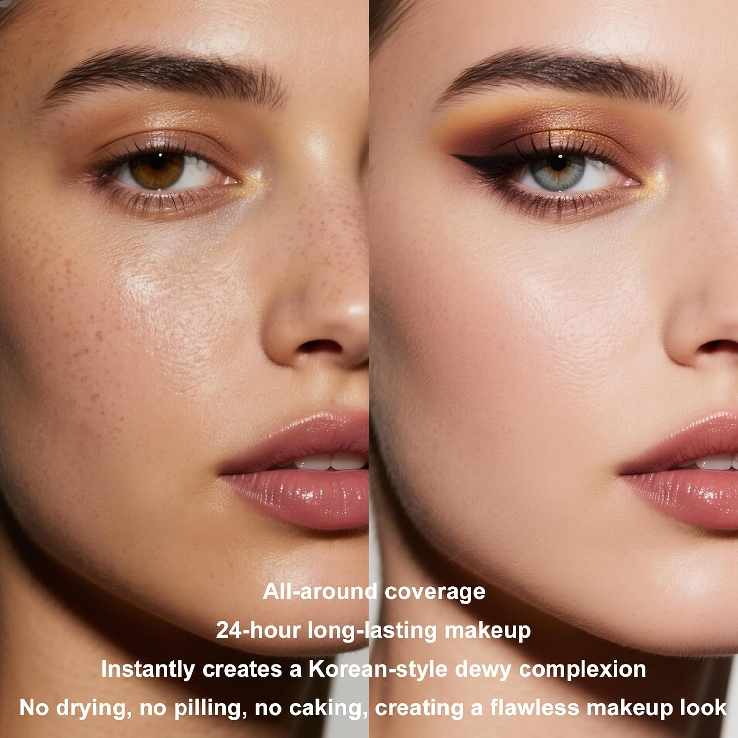 Hanae Korea Foundation Stick, All-in-one foundation (with built-in brush), lightweight and non-cakey, creates a natural finish, effectively covers imperfections, portable makeup (Nude)