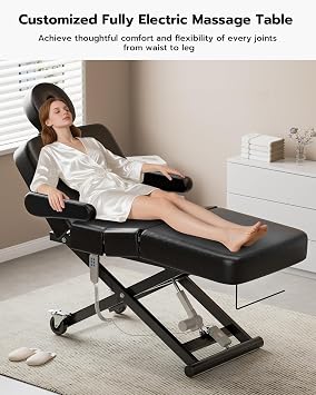 3 Motor Electric Massage Table, Folding Treatment Bed with Customized Angle Leg Support, Heavy Duty Facial Beauty Bed