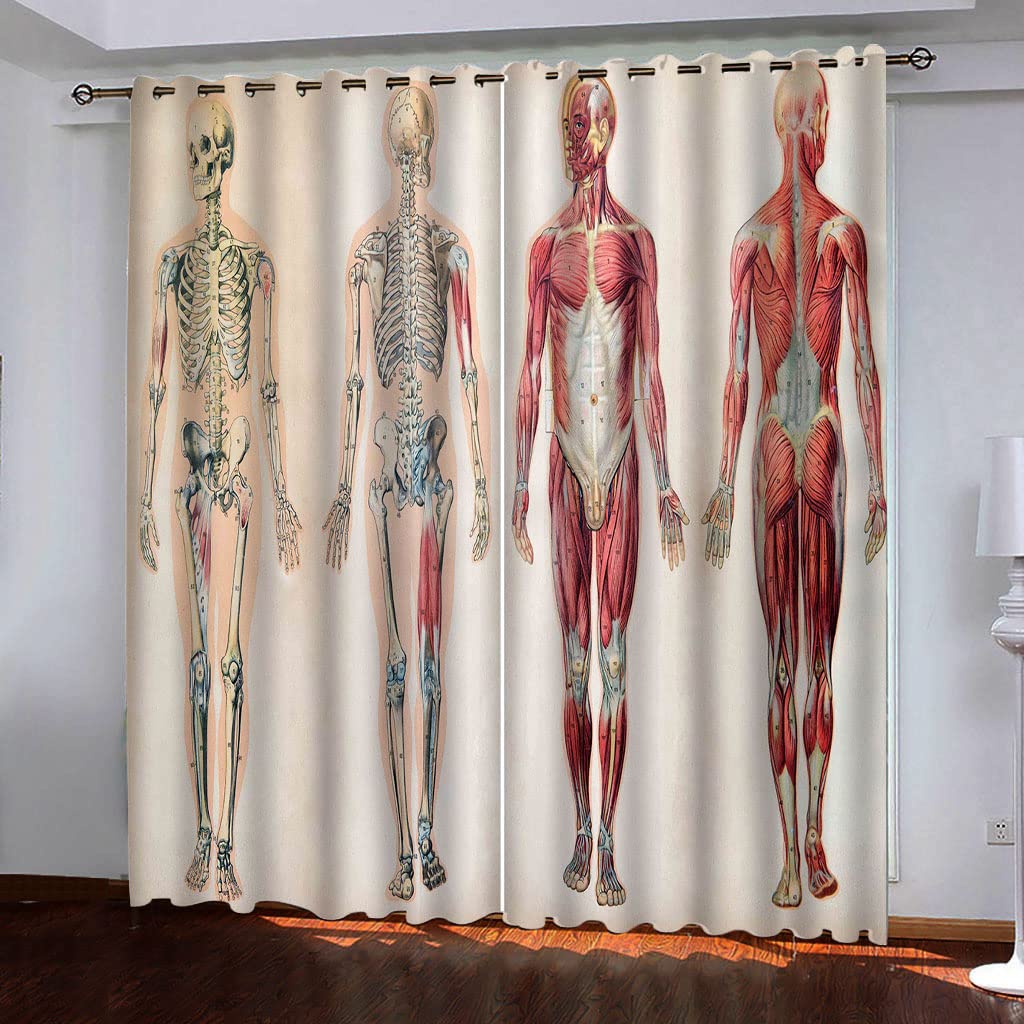 Rideau occultant à oeillets 140x240 cm motif squelette pour decoration de chambre