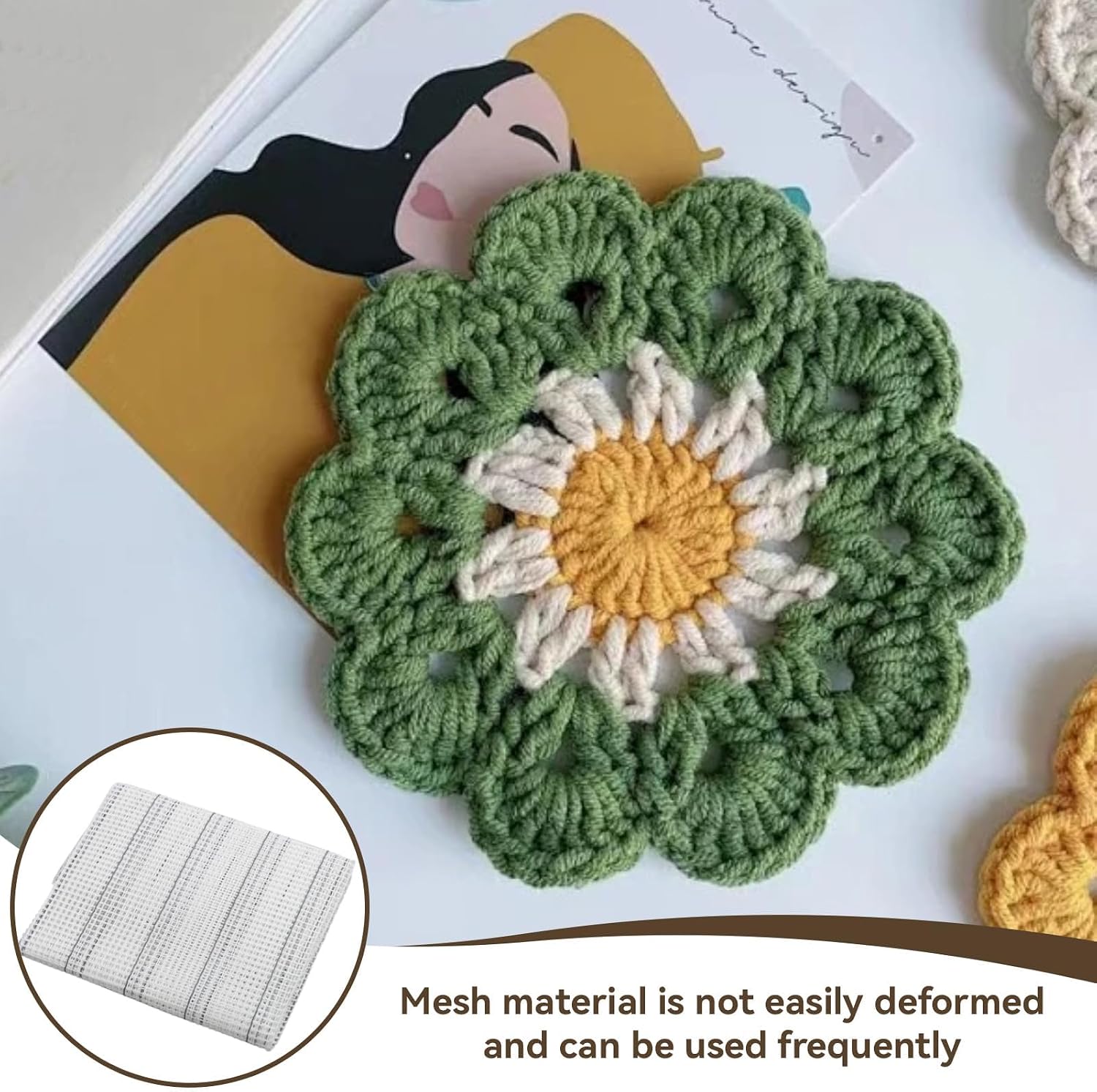 HERCHR Latch Hook Canvas Mesh, Mesh Canvas Fabric Blank Rug Hooking Mesh Fabric Canvas Latch Hook Rug Making Carpet Tapestry Kit Tool for Embroidery Crafts Decoration, 50 * 100cm