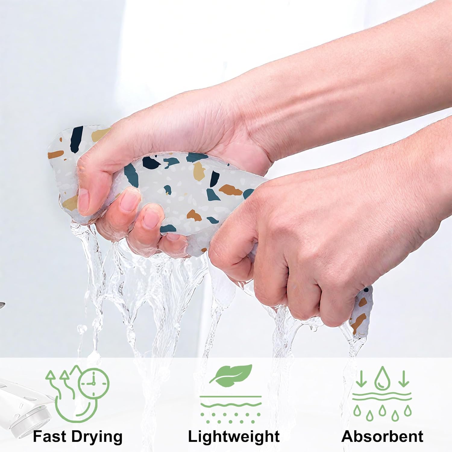 2 Pack Hand Towels Terrazzo Modern Marble Kitchen Towel Absorbent Decorative Towels Set for Drying,Cleaning,Cooking,Bathroom,Holiday 16x24 Inches - Image 4