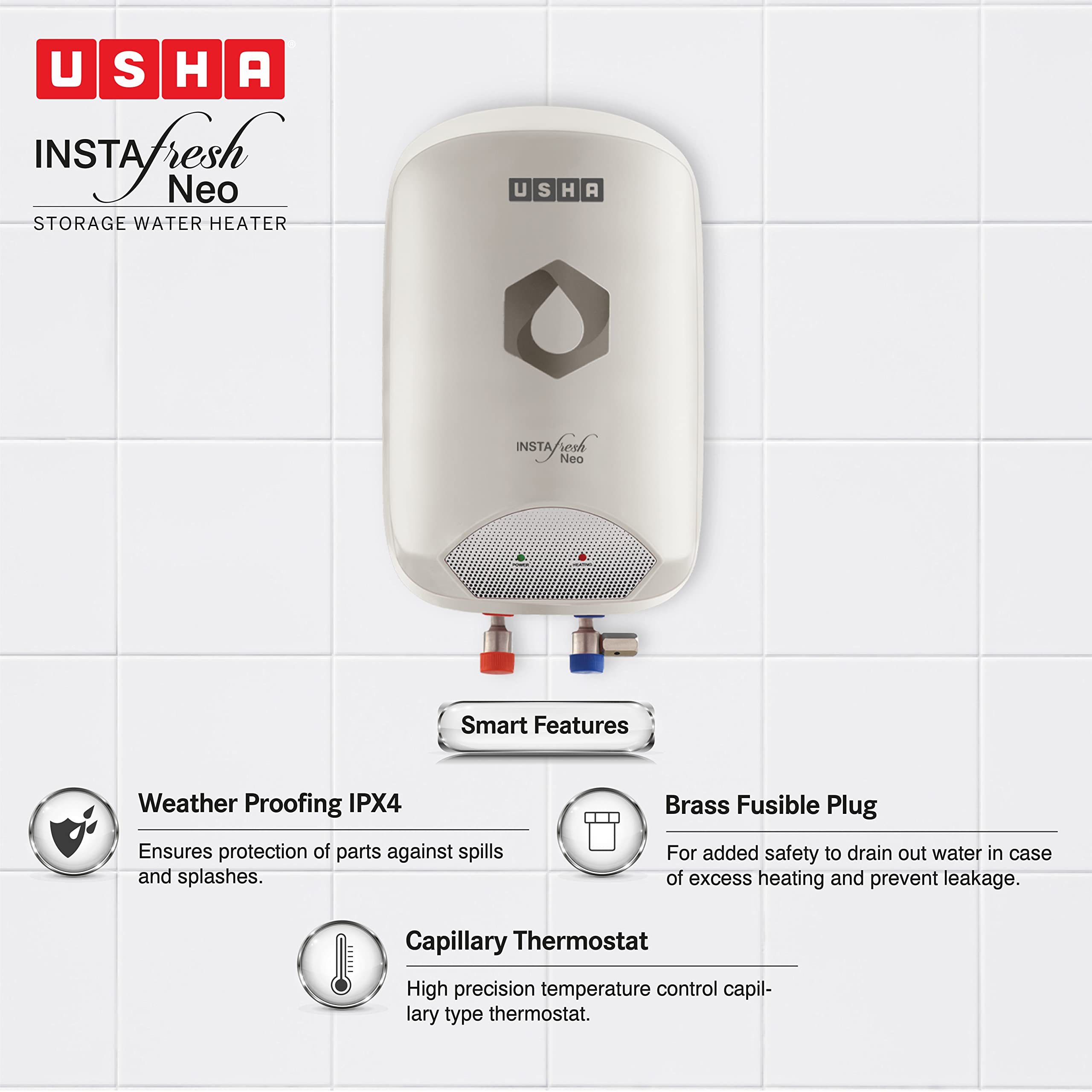 Buy Usha Instafesh Neo 3 Litre Instant Water Heater (White), Wall Mounting  Online at Low Prices in India - Amazon.in