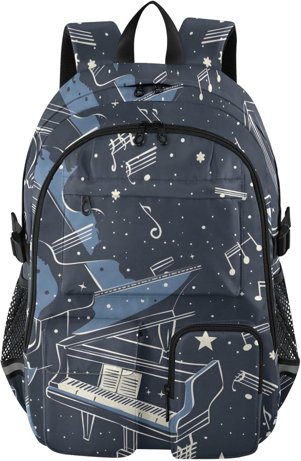 Music Notes Piano Travel Backpack for Women Men Boys Girls School Laptop Bag Fits 14 Inch Notebook