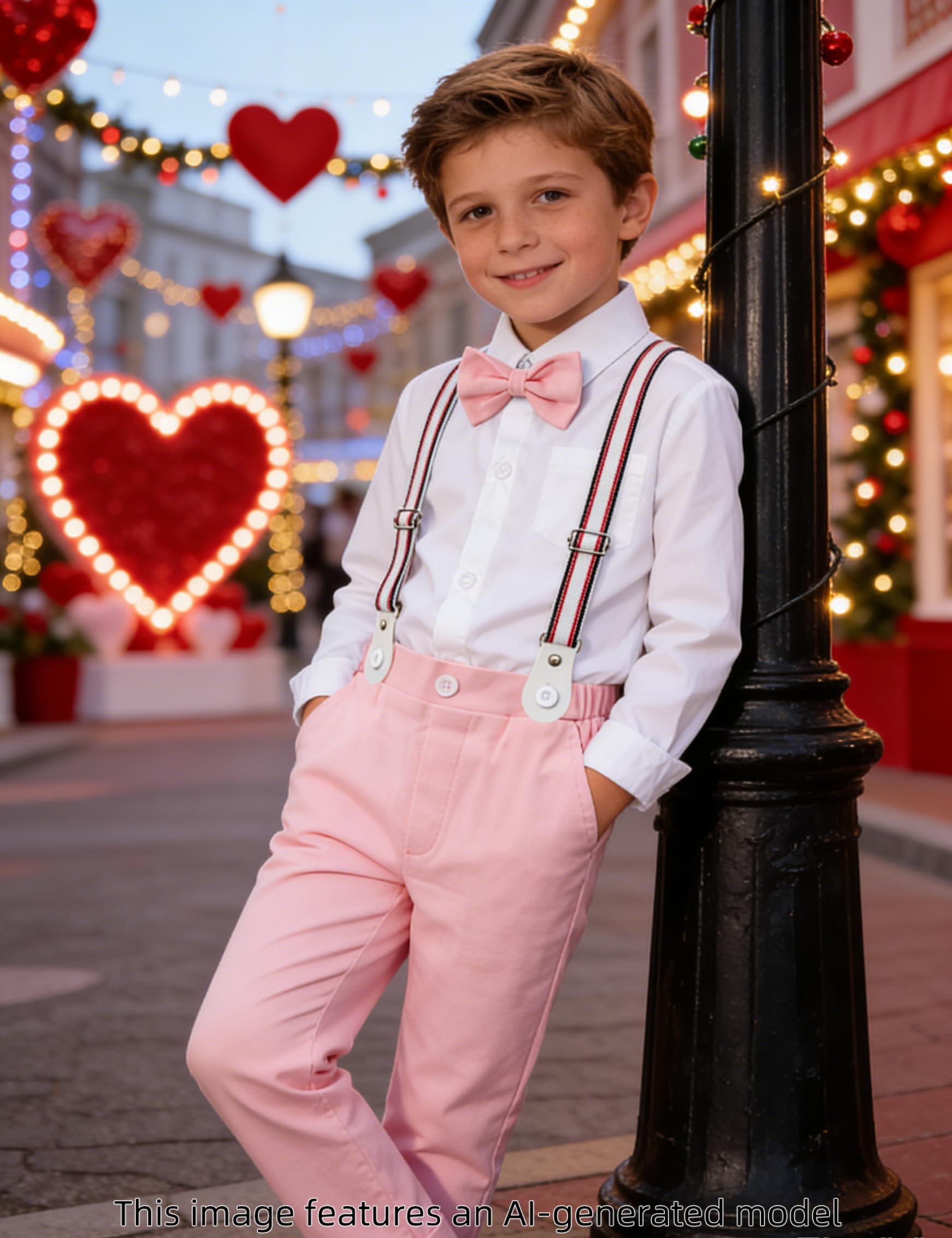 A&J DESIGN Toddler Suit Boys Baby Wedding Dress Clothes Kids Formal Outfit Set with Suspender