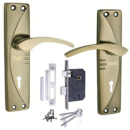 Atom 8 inches Heavy Duty Mortise Door Lock for Bedroom, Living Room, Main Door, Brass Antique Finish | 3 Keys | 6 Lever Double Stage Lockset for House Hotel Office(1003KY)