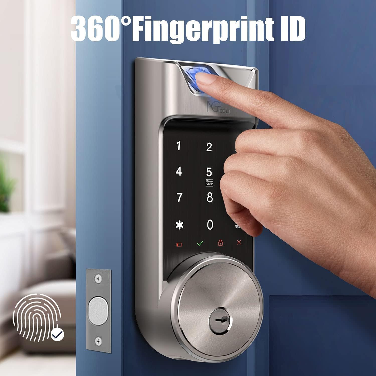 Odemykání otiskem prstu na chytrém zámku NGTeco AL40