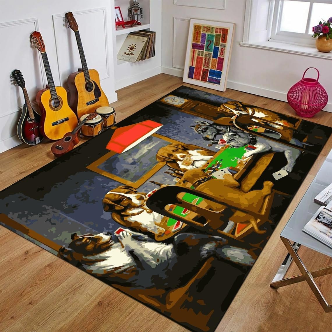 Dogs rug,Dogs Playing Cards,Poker Game,Classic Pattern,Home