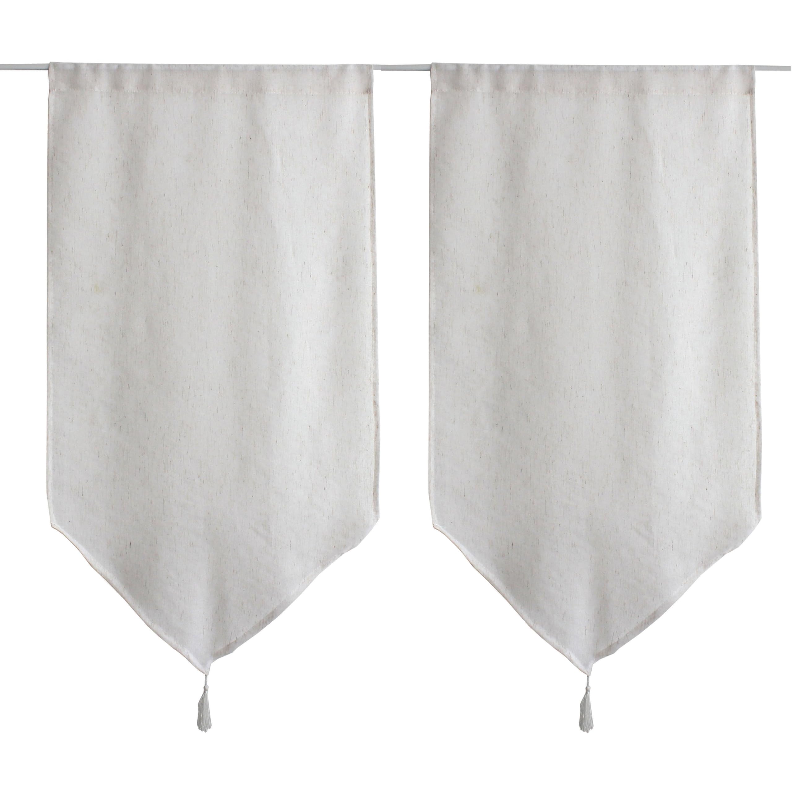 ED ENJOY HOME Paire de vitrages Blanc 60x160cm, Passe Tringle, Lin et Polyester, Protège des Regards extérieurs, pour Chambre et Salon