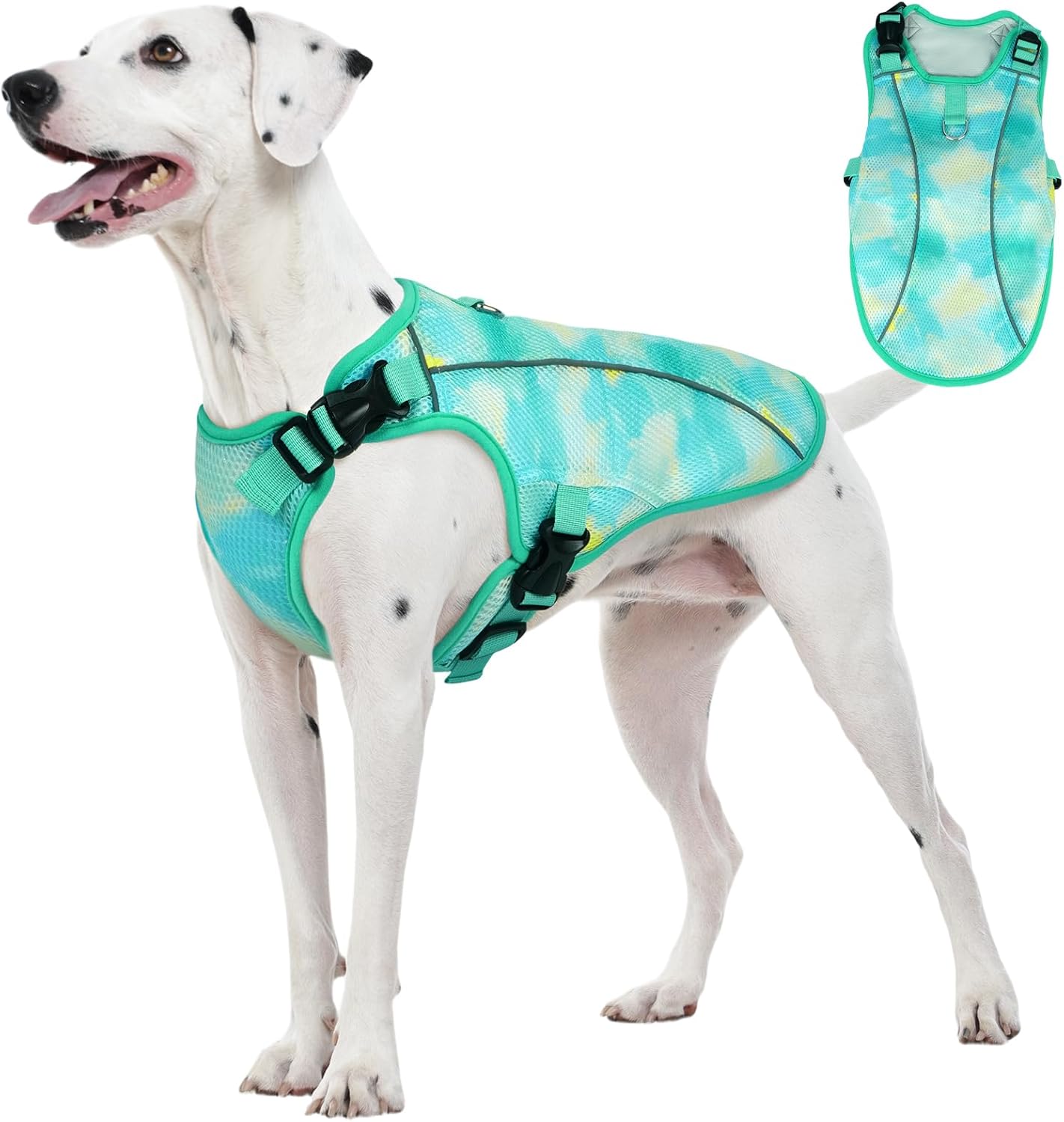 Kuoser Dog Cooling Vest for Dogs, Lightweight Cooling Shirt for Small Medium Large Dogs, Adjustable Pet Cooler Jacket with Reflective Stripe, UV Protection Pet Harness T-Shirt for Summer Outdoor