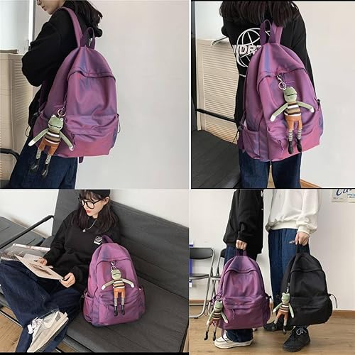 Miniatura 4 de Mochila para laptop con lindo accesorio Kawaii Trendy Daypack Casual 15.6", Púrpura