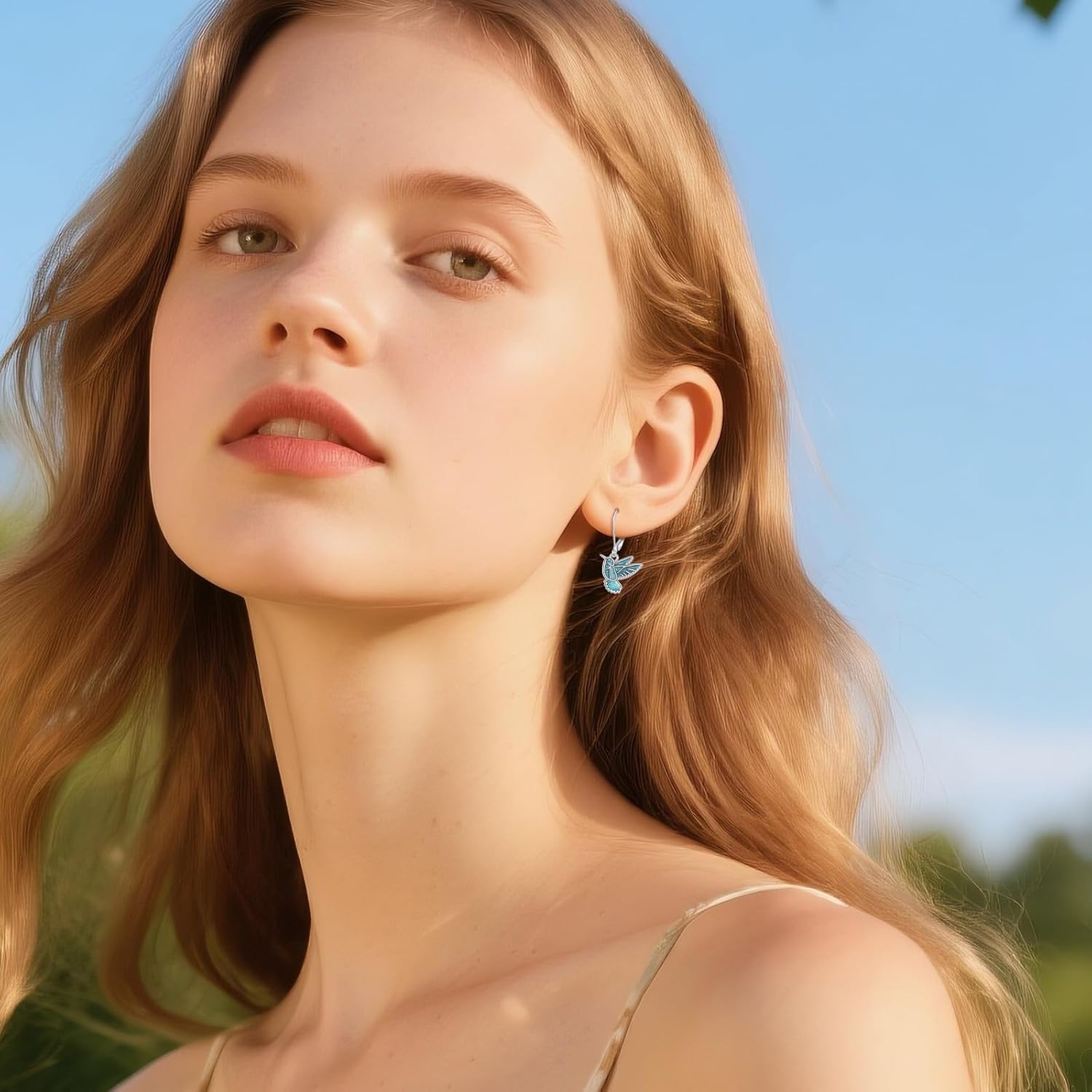 Turquoise Hummingbird Earrings Dangle 925 Sterling Silver Humming Bird Drop Earrings Cubic Zirconia Hummingbird Jewelry Gifts For Women Female - Image 5