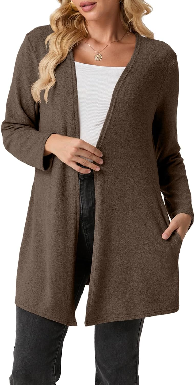 Cardigans Sweaters for Women Lightweight Long Sleeve Open Front Casual Fall Winters Cardigan with Pockets (S-3XL)