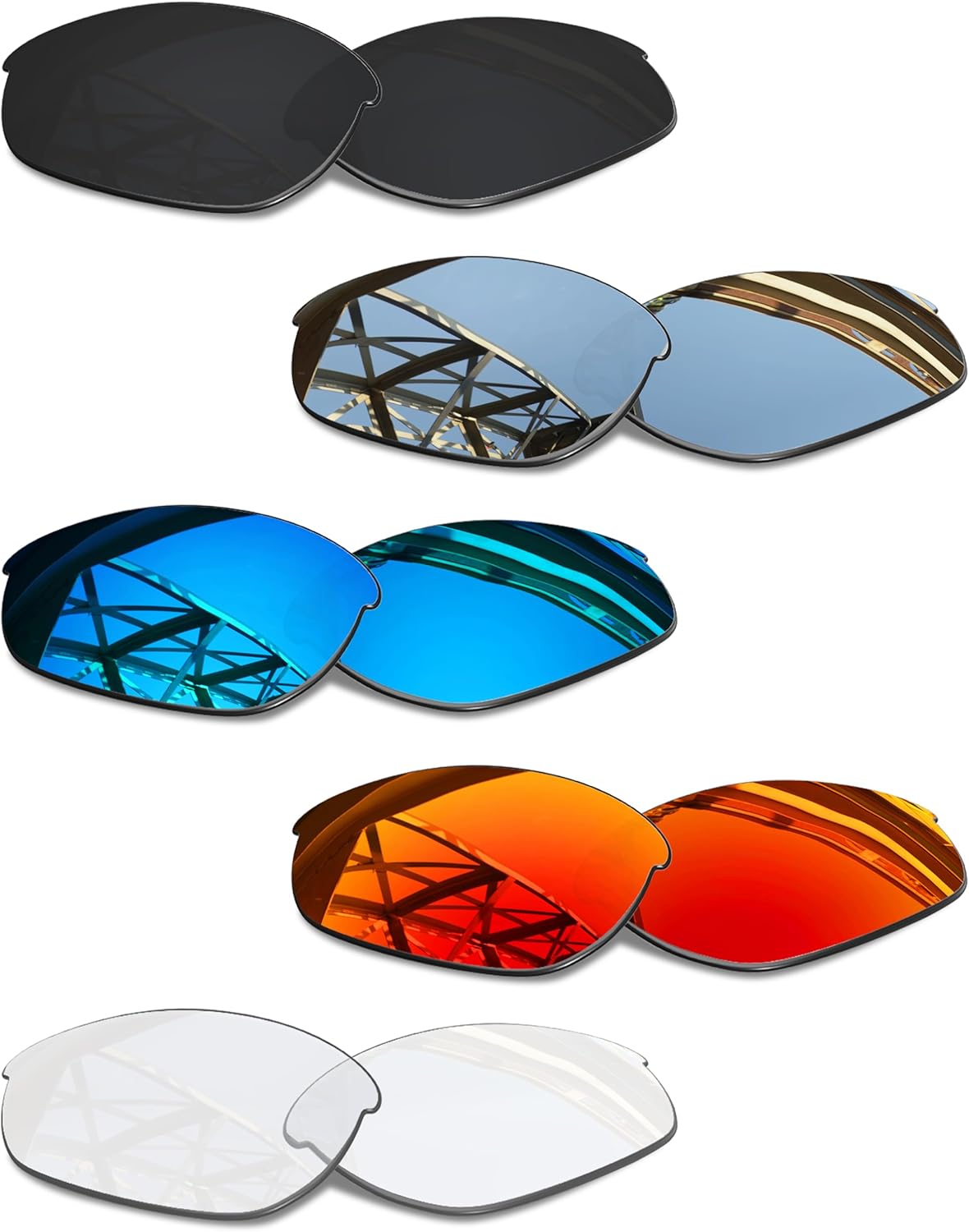 SmartVLT Set of 5 Men's Replacement Lenses for Oakley Half Jacket 2.0 OO9144 Sunglass Combo Pack S01