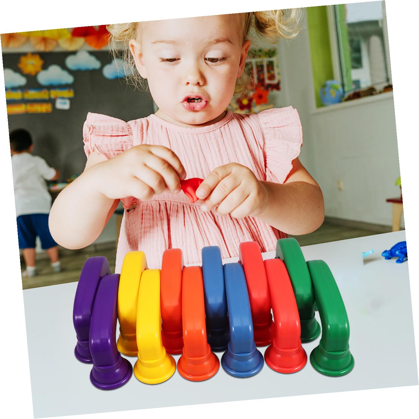 Mikinona Giocattolo Telefono Sussurrante per 12 Pezzi Colorati in Plastica ABS Set Educativo per Sviluppo Motricità Fine e Riconoscimento Colori Gioco Musicale per Prima Infanzia