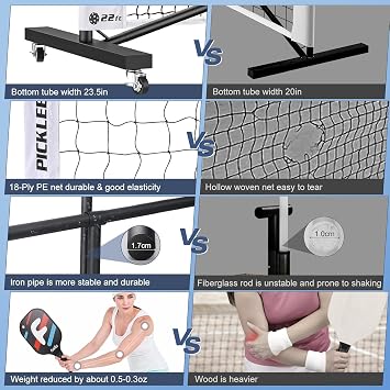 Fostoy Pickleball Net 22 FT & 11 FT Pickleball Set with 4 Fiberglass Paddles, 6 Pickleballs, Steady Metal Frame with Carry Bag for Backyards, Driveways, and Garages