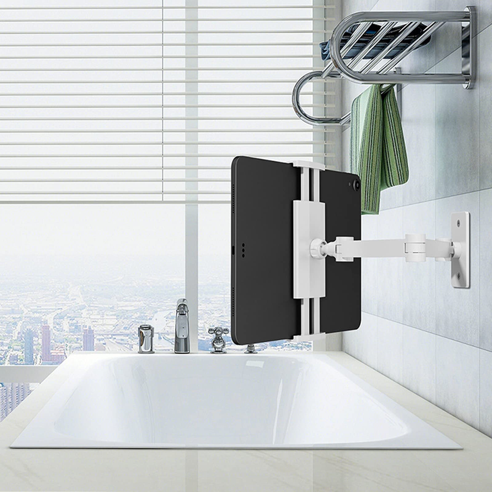 Supporto Tablet Muro da Cucina, Girevole, Universale, per Tablet da 4,7"a 12,9", per Lettura di Ricette su Cucina,Nero