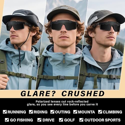 Miniatura 4 de Gafas de sol deportivas polarizadas para hombre, ciclismo, conducción, pesca, protección UV, ligeras, marco grande, gafas de bicicleta de montaña