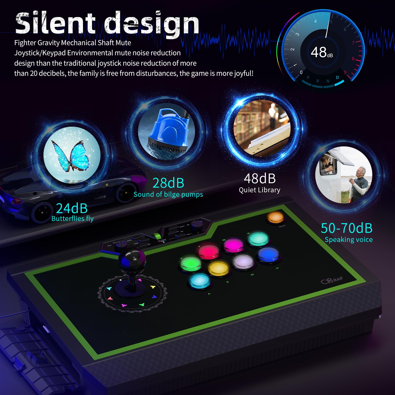 qanba Q8 Silent Arcade Joystick Wired Joystick for PC (Fighting Stick)