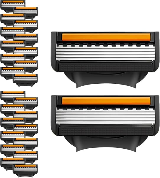 24PCS Razor Blades, 5-Layer Replacement Blades with Protective Fins for Men - 1