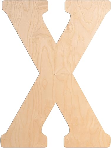 UNFINISHEDWOODCO Letra X de madera vintage de 23 pulgadas, monograma de decoración de pared con inicial única y colgador de puerta, letras