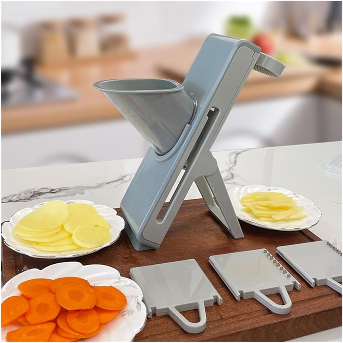 Kitchen Vegetable Slicer & Chopper - Stainless Steel Cutter(Grey)