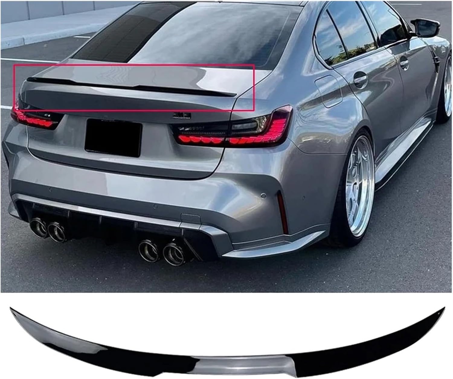 Rear Wing Compatible For BMW 3 Series G20 320i 325i 330i M3 2019 2020 2021 2022 2023 Tail Fixed Wings Spoiler Trunk Roof Lid Spoiler(Carbon look)