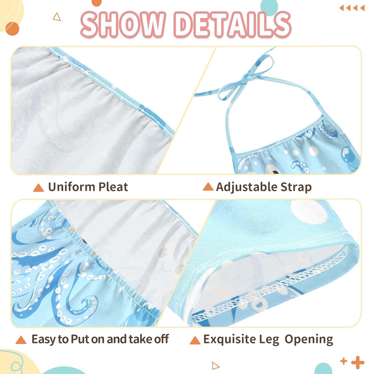 Blue Octopus Toddler Girl Clothes Sleeveless Romper Jumpsuit for Girls Summer One Piece Romper Pants Size 1-6T