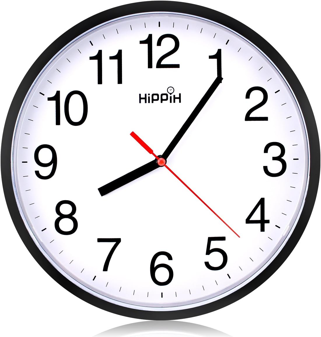 Yoobure 10 Silent Quartz Decorative Wall Clock Non-Ticking Classic Digital Clock Battery Operated Round Easy to Read Home/Office/School Clock