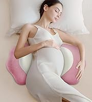Vista 9 de Almohadas de embarazo para dormir, almohada de espuma viscoelástica para maternidad con soporte para la espalda, el vientre y las caderas, almohada