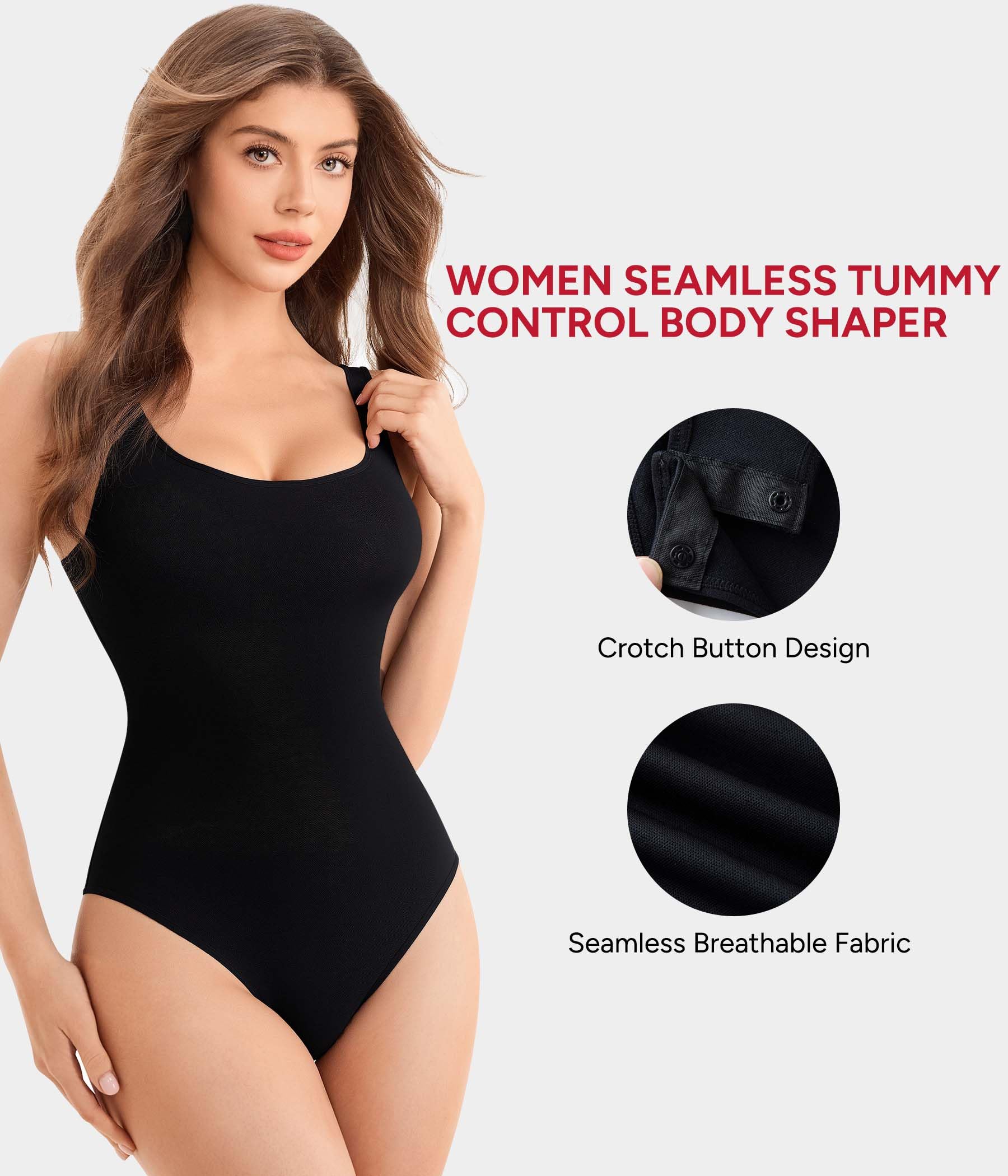 Nebility Body Gainant Femme Ventre Plat Invisible Gaine Amincissante Sculptant Débardeur Tops Minceur Body Shaper Combinaison Sans Couture