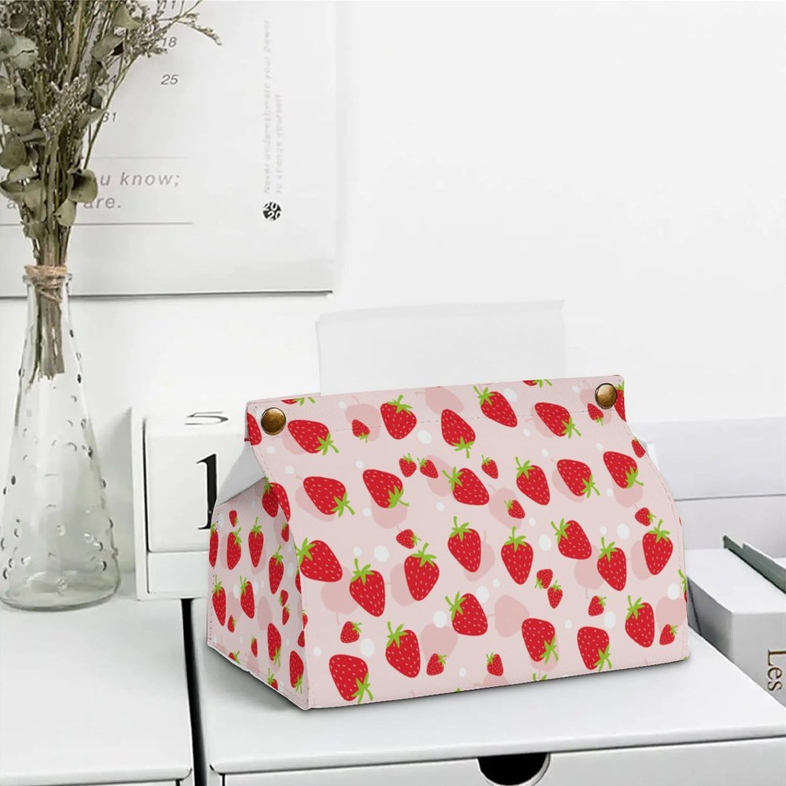 Amazon｜ティッシュケース いちご柄 苺柄 イチゴ柄 ティッシュボックス