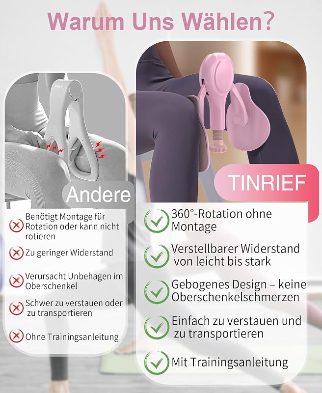 TINRIEF Combifitnessgerät Oberschenkeltrainer Beckenboden Trainingsgerät 6.8-31.8kg Widerstandsband