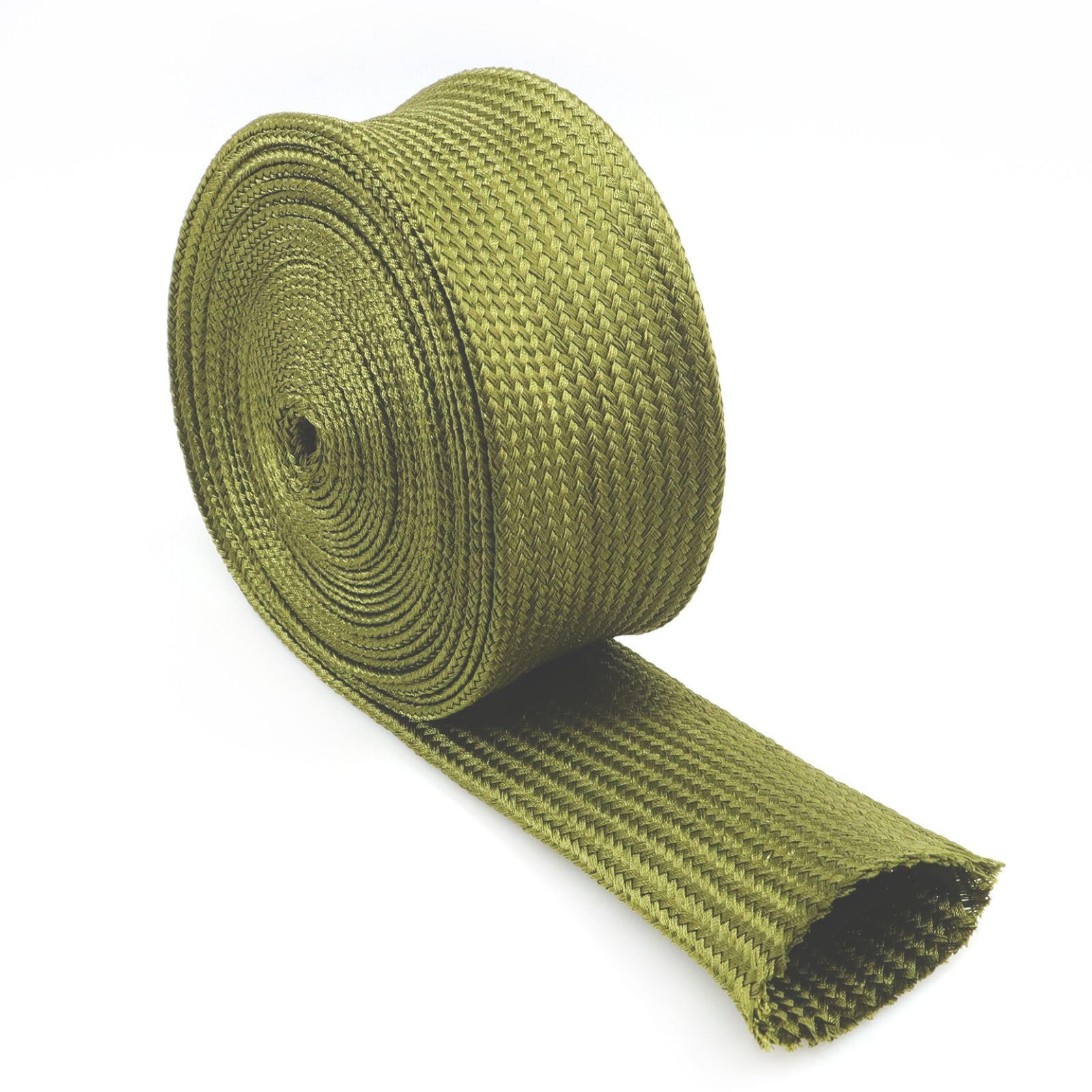 HOLED 3/4" Nylon Braided Cable Sleeve Hydraulic Hose Protector, Tig Torch Protective Hose Sleeve Hydraulic Wrap Sleeve Management Wrap for Cord Tig Welding Audio Video Cable Management (Green, 10FT)