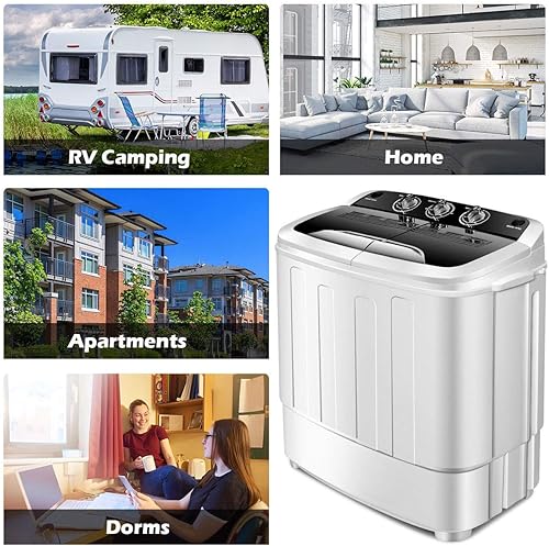 Miniatura 3 de Giantex lavadora y secadora portátil y compacta de dos cubos pequeños de 13 libras, EP22930