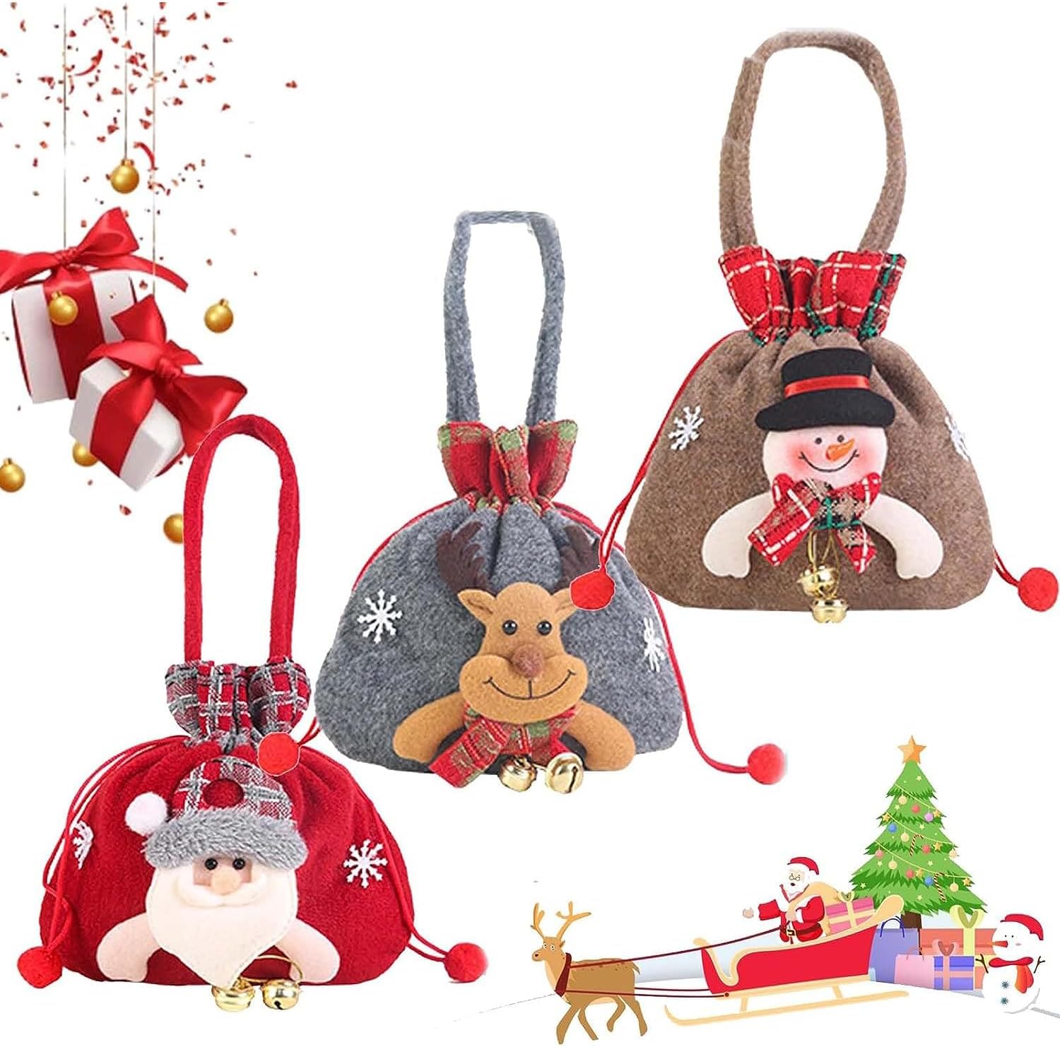 KEIGPERI 1Set Christmas Gift Doll Bags, 2023 New Reusable Christmas Drawstring Gift Bags, Christmas Gift Doll Bags with Drawstring, Christmas Gift Bags for Your Gift-Giving Needs(1Set New)