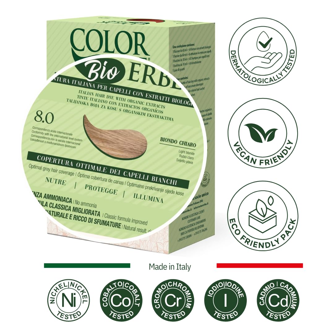 Multipack 6 x Color hierba tintura para cabello con extractos orgánicos N.28 rubio claro (8.0)