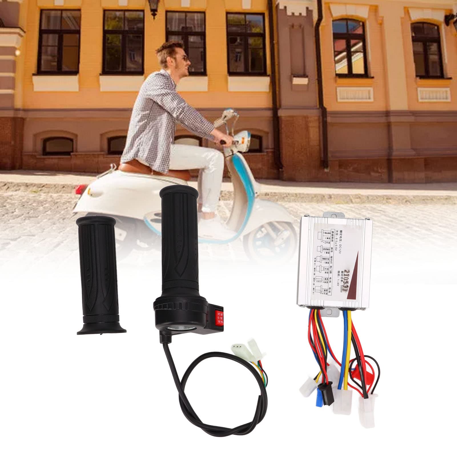 Kit de Contrôleur de Vélo 12V 500W DC Moteur Brushed Controller Trois Vitesses Poignée d'Accélérateur pour Vélo électrique Scooter