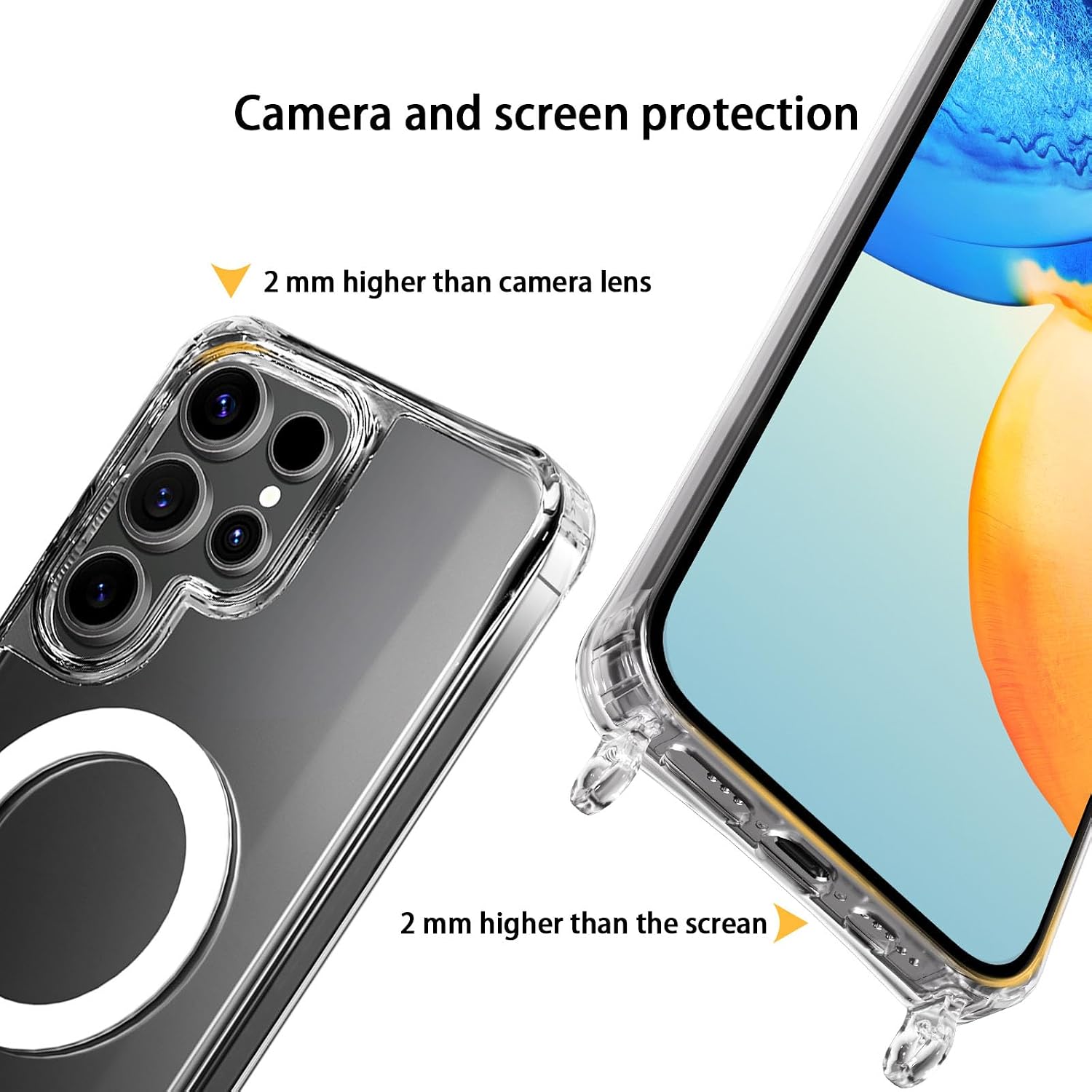 UnnFiko for Samsung Galaxy S26 Plus Case Compatible with Magsafe Clear, Crossbody Phone Case with Shoulder Strap, Shockproof Protection, Magnetic Phone Case for Samsung Galaxy S26 Plus (Black Lanyard) image 3