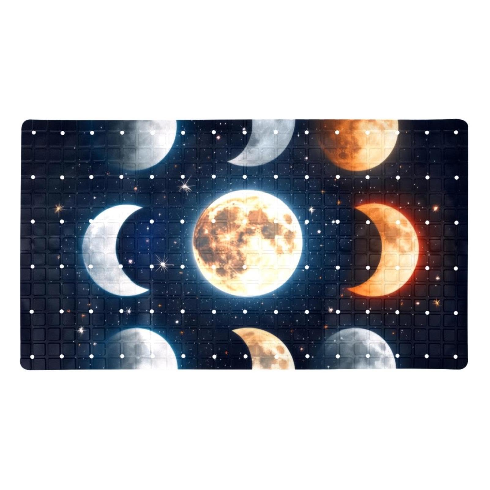 Moon in Space Astrology Background Tapis de bain antidérapant rectangulaire avec ventouses Lavable en machine 40 x 70 cm