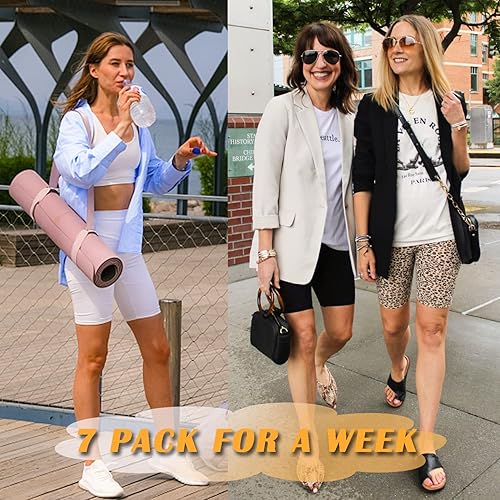 Miniatura 4 de FULLSOFT 7 Pack Biker Shorts for Women-5'' 8'' High Waisted Workout Running Athletic Spandex Soft Gym Short Yoga Leggings